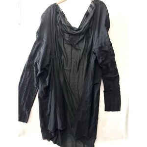 Biasa Back draped Off Shoulder L Large Slouchy Open Front Long Sleeve Top Shirt